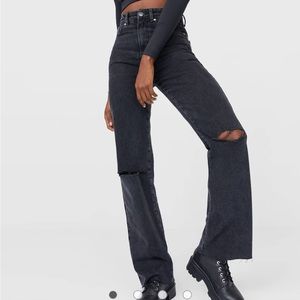 ASOS Stradivarius 90s dad ripped jeans in washed black NWT
